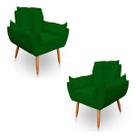 Kit 2 Poltronas Decorativa Opala Sala de Estar Tecido Suede Verde Cakes Decor