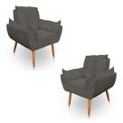 Kit 2 Poltronas Decorativa Opala Sala de Estar Veludo Grafite Kimi Decor Kit 2 Poltronas Decorativa Opala Sala de Estar Veludo Grafite Kimi Decor