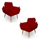 Kit 2 Poltronas Decorativa Opala Sala de Estar Veludo Marsala Kimi Decor