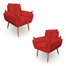 Kit 2 Poltronas Decorativa Opala Sala de Estar Veludo Vermelho Kimi Decor Kit 2 Poltronas Decorativa Opala Sala de Estar Veludo Vermelho Kimi Decor