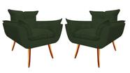Kit 2 Poltronas Decorativa Opala Suede Verde Pés Madeira Mz Decor
