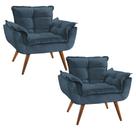 Kit 2 Poltronas Decorativa Opalla Suede Azul Marinho- Twdecora Kit 2 Poltronas Decorativa Opalla Suede Azul Marinho- Twdecora