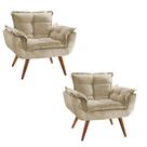 Kit 2 Poltronas Decorativa Opalla Suede Bege - Twdecora