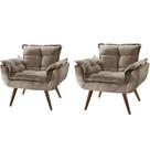 Kit 2 Poltronas Decorativa Opalla Suede Capuccino - Twdecora