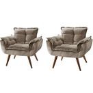 Kit 2 Poltronas Decorativa Opalla Suede Capuccino - Twdecora