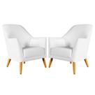 Kit 2 Poltronas Decorativa Orion Couro Branco Aradecor