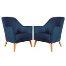 Kit 2 Poltronas Decorativa Orion Sued Azul Marinho Aradecor