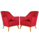 Kit 2 Poltronas Decorativa Orion Sued Vermelho Aradecor