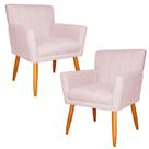 Kit 2 Poltronas Decorativa para Sala de Estar Cecília Suede Rosa Claro - Montanaris Decor