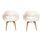 Kit 2 Poltronas Decorativa para Sala de Estar Eduarda cor Off White base aço cor dourado fosco giratória Kit 2 Poltronas Decorativa para Sala de Estar Eduarda cor Off White base aço cor dourado fosco giratória