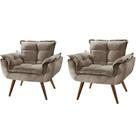 Kit 2 Poltronas Decorativa para Sala de Estar Opala Platinum Decor Capuccino