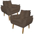 Kit 2 Poltronas Decorativa para Sala de Estar Opala Suede Cappuccino - Montanaris Decor