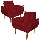 Kit 2 Poltronas Decorativa para Sala de Estar Opala Suede Vermelho - Montanaris Decor