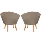Kit 2 Poltronas Decorativa para Sala de Estar Petala Suede Cappuccino - Montanaris Decor