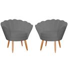 Kit 2 Poltronas Decorativa para Sala de Estar Petala Suede Cinza - Montanaris Decor