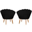 Kit 2 Poltronas Decorativa para Sala de Estar Petala Suede Preto - Montanaris Decor Kit 2 Poltronas Decorativa para Sala de Estar Petala Suede Preto - Montanaris Decor