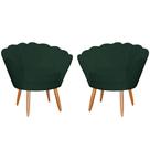 Kit 2 Poltronas Decorativa para Sala de Estar Petala Suede Verde - Montanaris Decor