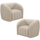 Kit 2 Poltronas Decorativa Para Sala Lazio M03 Veludo Bege - Lyam Decor