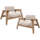 Kit 2 Poltronas Decorativa Para Sala Living Concept L02 Nature Suede Bege - Lyam Decor