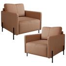 Kit 2 Poltronas Decorativa Para Sala Living Pés Industrial Domani L06 Couro Marrom - Lyam Decor Kit 2 Poltronas Decorativa Para Sala Living Pés Industrial Domani L06 Couro Marrom - Lyam Decor