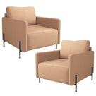 Kit 2 Poltronas Decorativa Para Sala Living Pés Industrial Domani L06 Couro Mocca - Lyam Decor