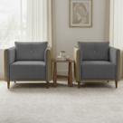 Kit 2 Poltronas Decorativa Para Sala Recepção Consultório Aviv Luxo material sintético e Linho Kit 2 Poltronas Decorativa Para Sala Recepção Consultório Aviv Luxo material sintético e Linho