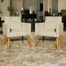 Kit 2 Poltronas Decorativa Para Sala Recepção Escritório Consultório Nina Tecido Suede Pés Palito