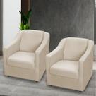 Kit 2 Poltronas Decorativa Para Sala Recepção Manicure Barbearia Salão de Beleza Cadeira Reforçada Mila Tecido Suede Pés Cromado