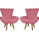 Kit 2 Poltronas Decorativa Para Sala Recepção Manicure Consultório Escritório Emilia Tecido Suede Pés Palito