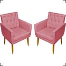 Kit 2 Poltronas Decorativa Para Sala Recepção Nina Capitonê Suede Cores Pé Palito