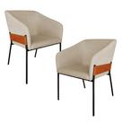 Kit 2 Poltronas Decorativa Paris para Sala de Estar Bouclé Bege - Montanaris Decor