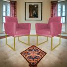 Kit 2 Poltronas Decorativa Pé Ferro Klara Suede Rosa - Londrilar