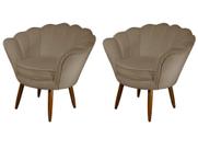 Kit 2 Poltronas Decorativa Pétala Suede Capuccino Pés Madeira Ms Decor Kit 2 Poltronas Decorativa Pétala Suede Capuccino Pés Madeira Ms Decor