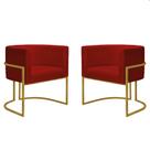 Kit 2 Poltronas Decorativa Recepção Luna Base Dourada