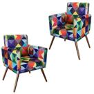 Kit 2 Poltronas Decorativa Sala De Estar Alice Estampa Triângulo - Dl Decor Kit 2 Poltronas Decorativa Sala De Estar Alice Estampa Triângulo - Dl Decor