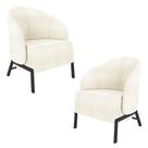 Kit 2 Poltronas Decorativa Sala de Estar Kenya Pés em Ferro Bouclê Preto/Off White G33 - Gran Belo