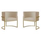 Kit 2 Poltronas Decorativa Sala de Estar Luana Base Gold Suede Bege - Montanaris Decor