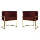 Kit 2 Poltronas Decorativa Sala de Estar Luana Base Gold Suede Bordô - Montanaris Decor