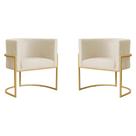 Kit 2 Poltronas Decorativa Sala de Estar Luana Base Gold Veludo Bege - Montanaris Decor