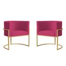 Kit 2 Poltronas Decorativa Sala de Estar Luana Base Gold Veludo Pink - Montanaris Decor