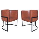 Kit 2 Poltronas Decorativa Sala de Estar Luana Base Preta PU Caramelo - Montanaris Decor
