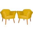 Kit 2 Poltronas Decorativa Sala E Recepção Marcela Suede Amarelo - LM DECOR