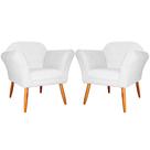 Kit 2 Poltronas Decorativa Sala E Recepção Marcela Suede Branco - LM DECOR