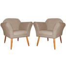 Kit 2 Poltronas Decorativa Sala E Recepção Marcela Suede Cappuccino - LM DECOR