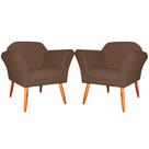 Kit 2 Poltronas Decorativa Sala E Recepção Marcela Suede Marrom - LM DECOR