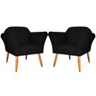 Kit 2 Poltronas Decorativa Sala E Recepção Marcela Suede Preto - LM DECOR
