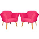 Kit 2 Poltronas Decorativa Sala E Recepção Marcela Suede Rosa Pink - LM DECOR