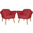 Kit 2 Poltronas Decorativa Sala E Recepção Marcela Suede Vermelho Bordô - LM DECOR