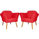 Kit 2 Poltronas Decorativa Sala E Recepção Marcela Suede Vermelho - LM DECOR