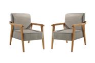 Kit 2 Poltronas Decorativa Sala Estar Amora Linho Cinza Médio MK Kit 2 Poltronas Decorativa Sala Estar Amora Linho Cinza Médio MK